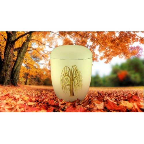 Biodegradable (Cream) Cremation Ashes Urn / Casket - WEEPING WILLOW TREE